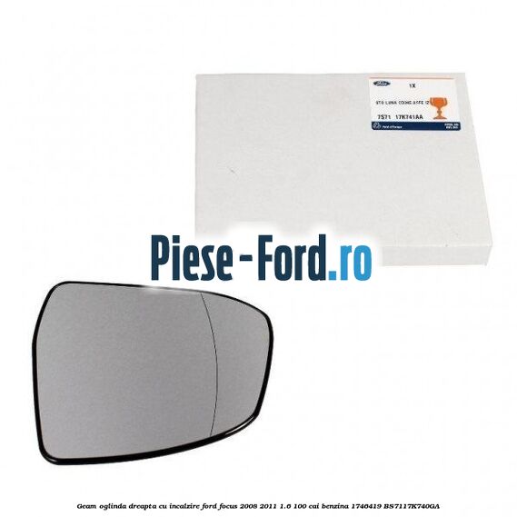 Geam oglinda dreapta cu incalzire Ford Focus 2008-2011 1.6 100 cai benzina #66690BD18E