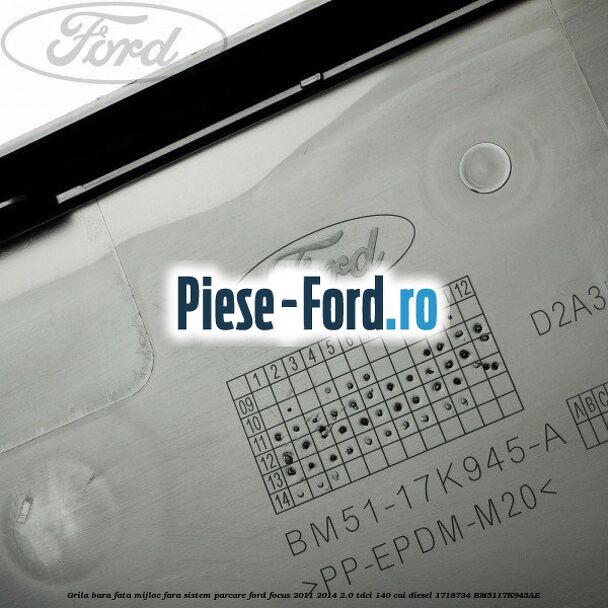 Grila bara fata mijloc fara sistem parcare Ford Focus 2011-2014 2.0 TDCi 140 cai diesel #8D2D479A76