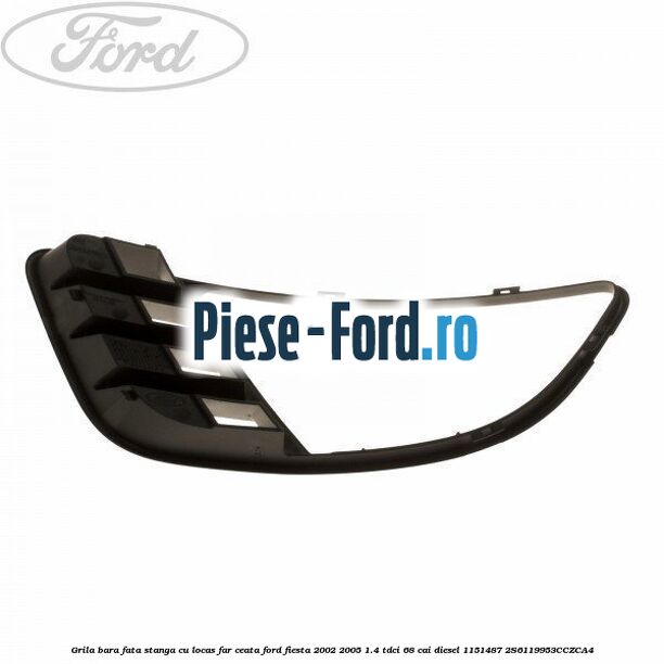 Grila bara fata stanga, cu locas far ceata Ford Fiesta 2002-2005 1.4 TDCi 68 cai diesel #680F0BAC98
