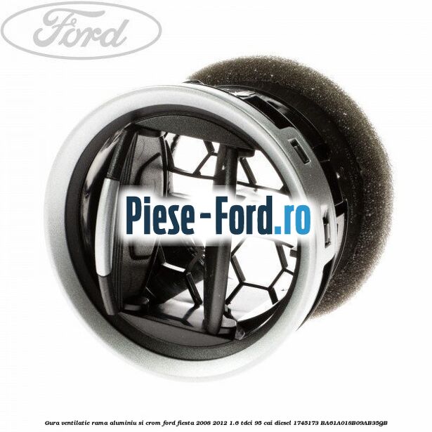 Gura ventilatie, rama aluminiu si crom Ford Fiesta 2008-2012 1.6 TDCi 95 cai diesel