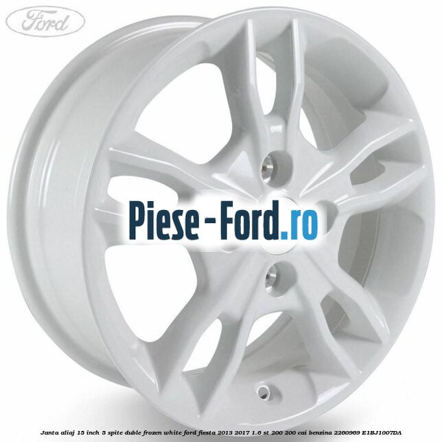 Janta aliaj 15 inch, 5 spite duble frozen white Ford Fiesta 2013-2017 1.6 ST 200 200 cai benzina