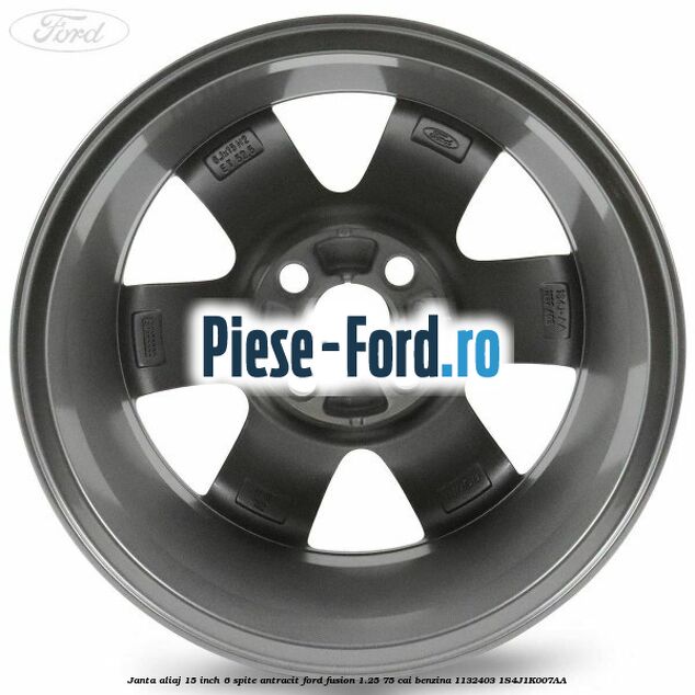 Janta aliaj 15 inch, 6 spite antracit Ford Fusion 1.25 75 cai benzina #95D3A62A82