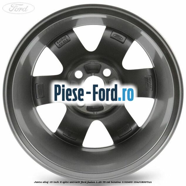 Janta aliaj 15 inch, 6 spite antracit Ford Fusion 1.25 75 cai benzina