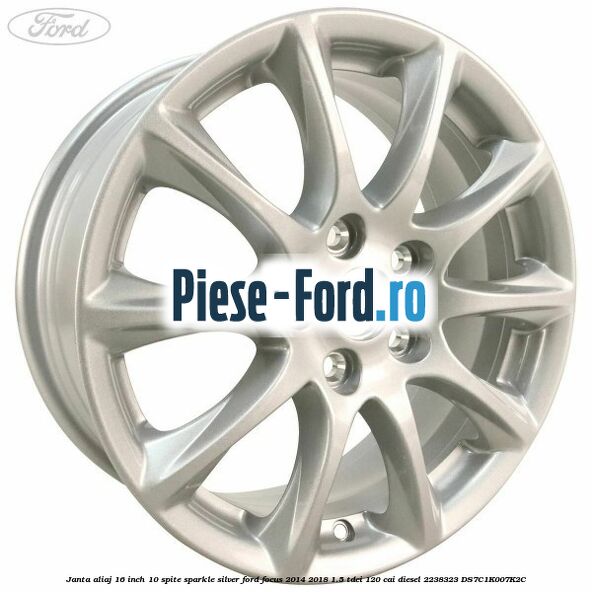 Janta aliaj 16 inch, 10 spite model 3 Ford Focus 2014-2018 1.5 TDCi 120 cai diesel
