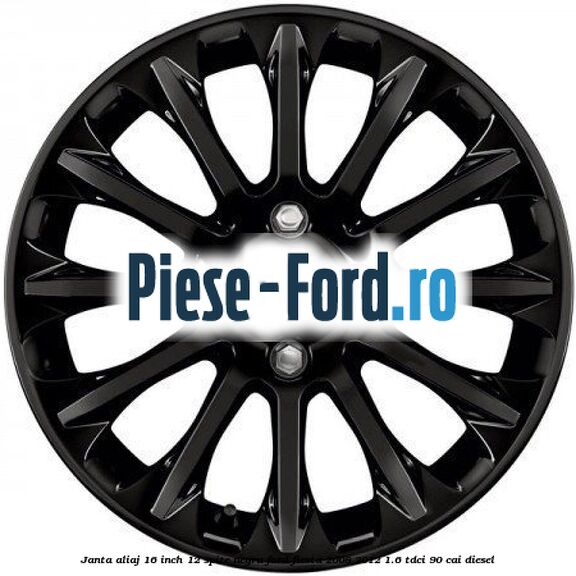 Janta aliaj 16 inch, 12 spite negru Ford Fiesta 2008-2012 1.6 TDCi 90 cai diesel