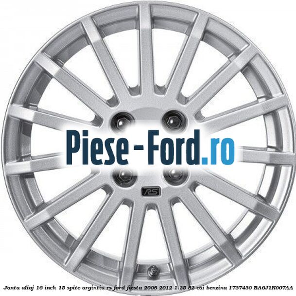 Janta aliaj 16 inch, 15 spite argintiu RS Ford Fiesta 2008-2012 1.25 82 cai benzina