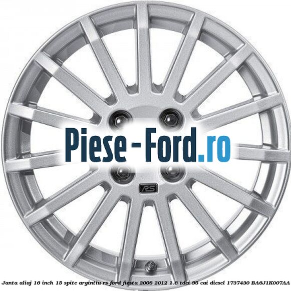 Janta aliaj 16 inch, 15 spite argintiu RS Ford Fiesta 2008-2012 1.6 TDCi 95 cai diesel