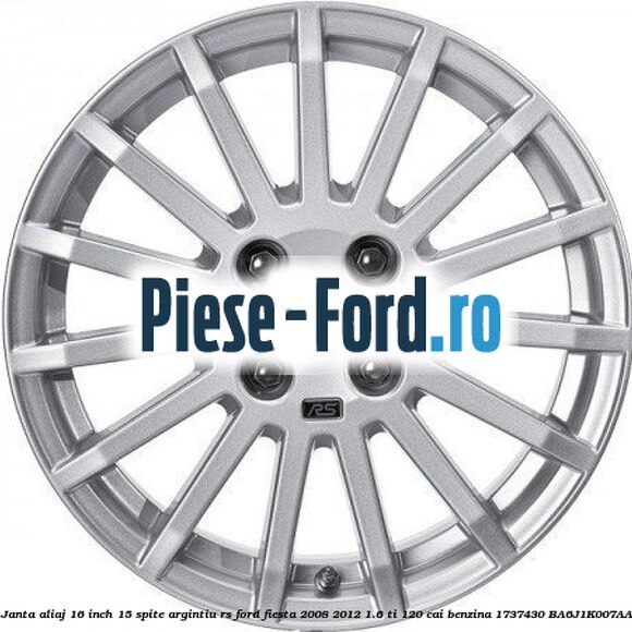 Janta aliaj 16 inch, 15 spite alb RS Ford Fiesta 2008-2012 1.6 Ti 120 cai benzina