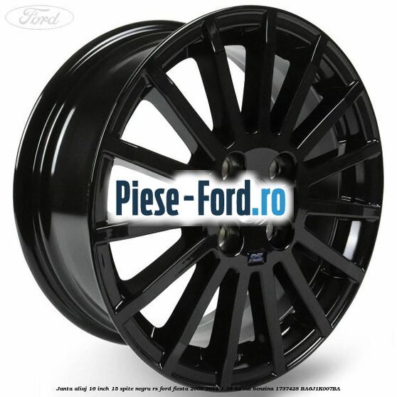 Janta aliaj 16 inch, 15 spite negru RS Ford Fiesta 2008-2012 1.25 82 cai benzina