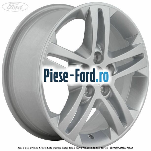 Janta aliaj 16 inch, 5 spite duble argintiu perlat Ford S-Max 2007-2014 1.8 TDCi 125 cai #745B496214