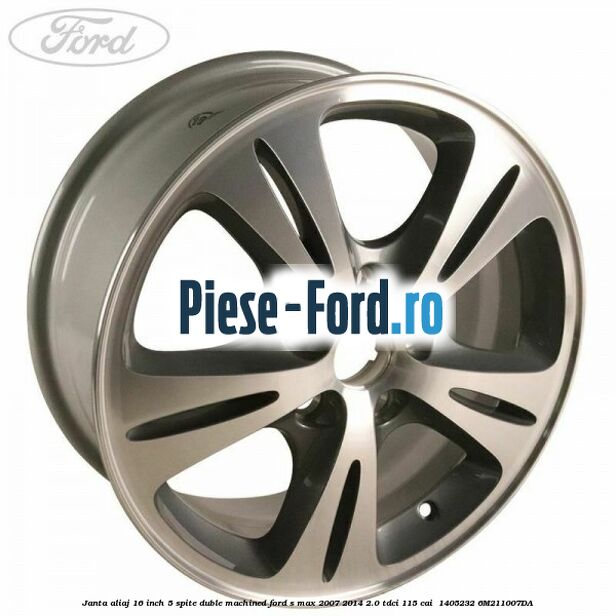 Janta aliaj 16 inch, 5 spite duble machined Ford S-Max 2007-2014 2.0 TDCi 115 cai  #BD8AD839AE