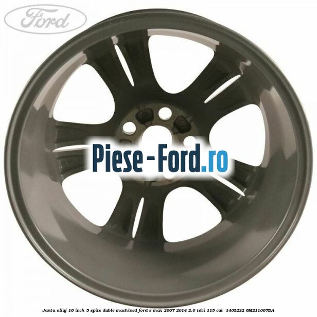 Janta aliaj 16 inch, 5 spite duble machined Ford S-Max 2007-2014 2.0 TDCi 115 cai  #BD8AD839AE