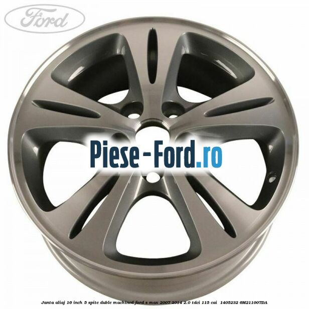 Janta aliaj 16 inch, 5 spite duble machined Ford S-Max 2007-2014 2.0 TDCi 115 cai  #BD8AD839AE