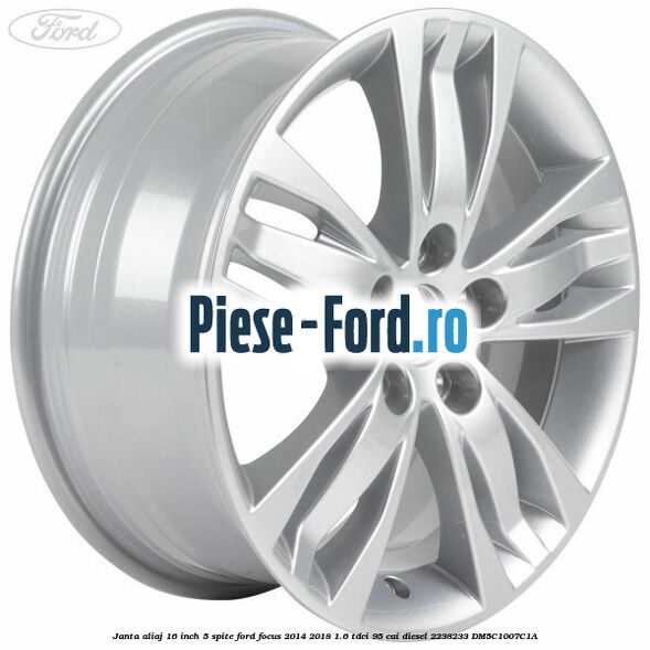 Janta aliaj 16 inch, 10 spite sparkle silver Ford Focus 2014-2018 1.6 TDCi 95 cai diesel