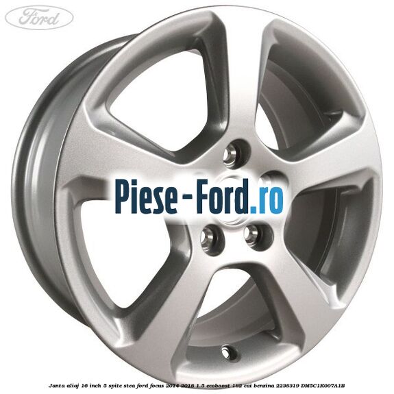 Janta aliaj 16 inch, 5 spite negre Ford Focus 2014-2018 1.5 EcoBoost 182 cai benzina