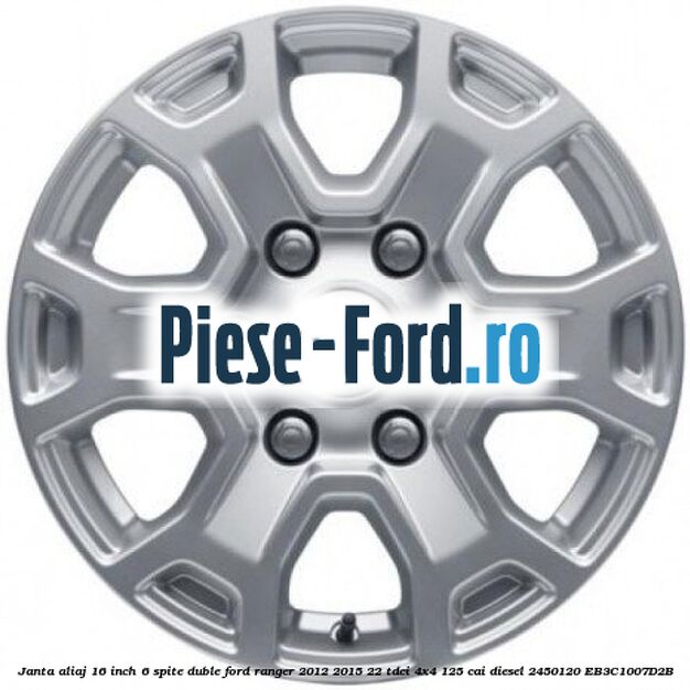 Janta aliaj 16 inch, 6 spite duble Ford Ranger 2012-2015 2.2 TDCi 4x4 125 cai #66490E6B6E