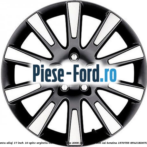 Janta aliaj 17 inch, 10 spite argintiu inchis Ford Focus 2008-2011 2.5 RS 305 cai benzina