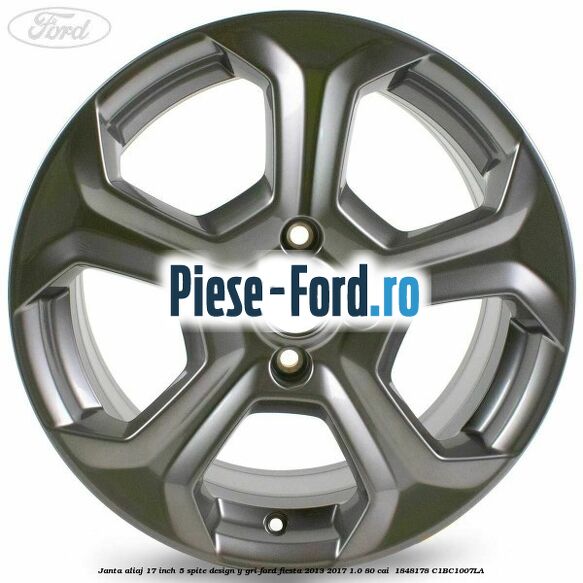 Janta aliaj 17 inch, 5 spite design Y gri Ford Fiesta 2013-2017 1.0 80 cai  #4D3B03095A