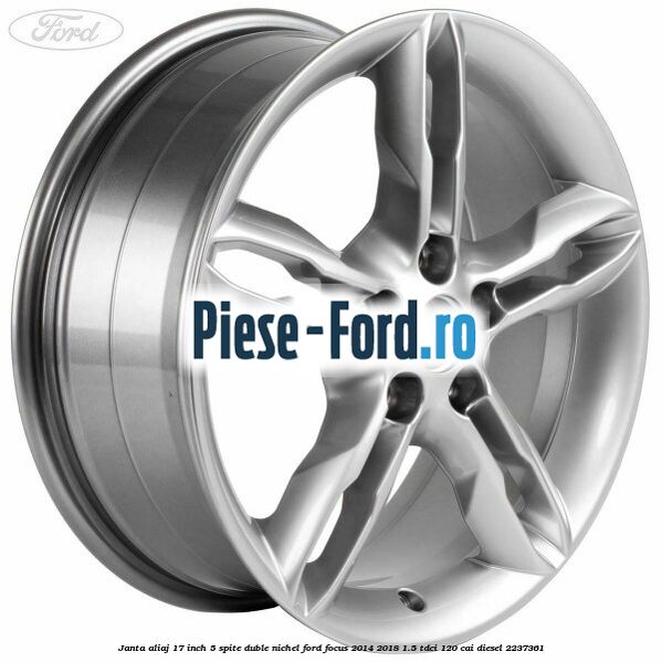 Janta aliaj 17 inch, 5 spite duble nichel Ford Focus 2014-2018 1.5 TDCi 120 cai