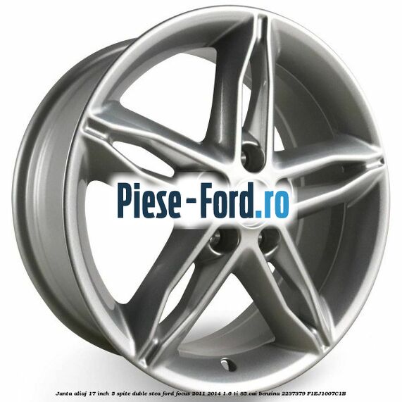 Janta aliaj 17 inch, 5 spite duble nichel Ford Focus 2011-2014 1.6 Ti 85 cai benzina