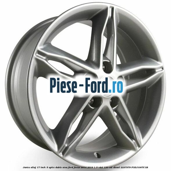 Janta aliaj 17 inch, 5 spite duble nichel Ford Focus 2014-2018 1.5 TDCi 120 cai diesel