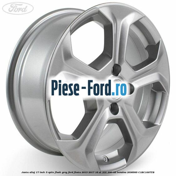 Janta aliaj 17 inch, 5 spite flash grey Ford Fiesta 2013-2017 1.6 ST 200 200 cai #DE276AC3E5