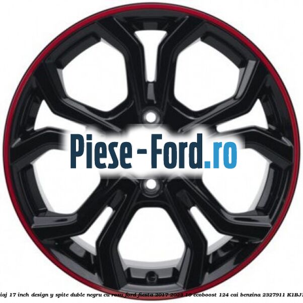Janta aliaj 17 inch, design Y spite duble negru cu rosu Ford Fiesta 2017-2023 1.0 EcoBoost 124 cai #83C57F5673