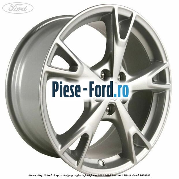 Janta aliaj 18 inch, 5 spite design Y argintiu Ford Focus 2011-2014 2.0 TDCi 115 cai