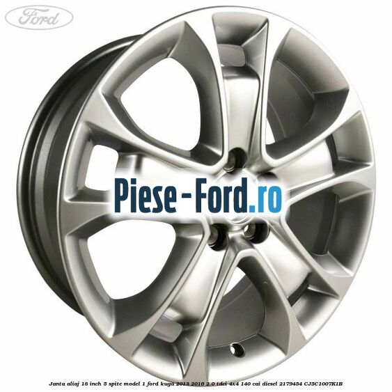 Janta aliaj 18 inch, 5 spite duble design V Ford Kuga 2013-2016 2.0 TDCi 4x4 140 cai diesel