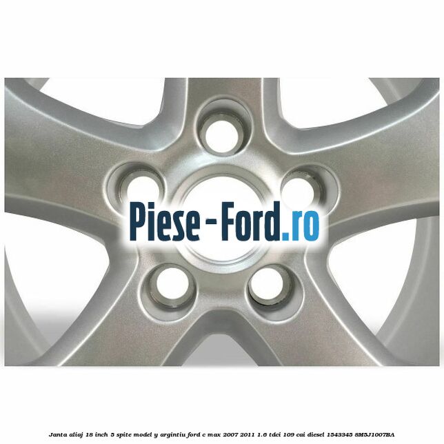 Janta aliaj 18 inch, 5 spite model Y argintiu Ford C-Max 2007-2011 1.6 TDCi 109 cai diesel #DF54F758ED