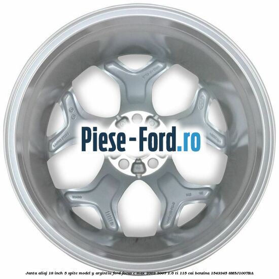 Janta aliaj 18 inch, 5 spite model Y argintiu Ford Focus C-Max 2003-2007 1.6 Ti 115 cai benzina #4BEE3D553B