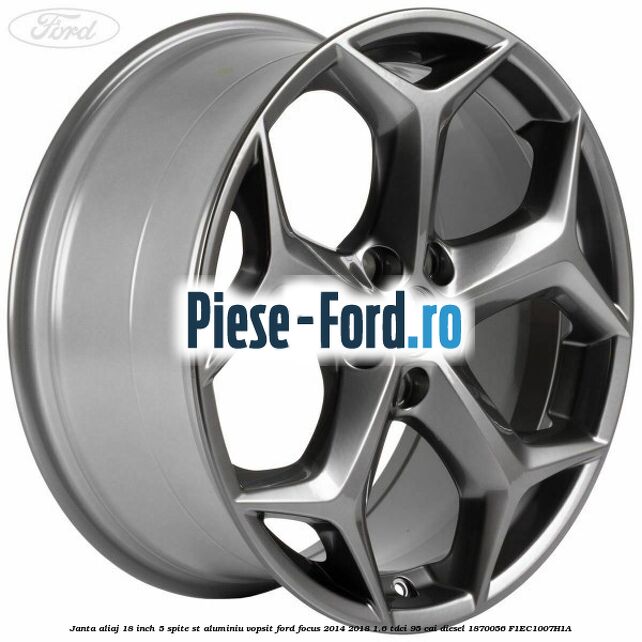 Janta aliaj 18 inch, 5 spite negru lucios Ford Focus 2014-2018 1.6 TDCi 95 cai diesel