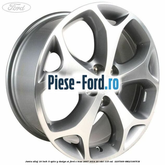 Janta aliaj 18 inch, 5 spite, Y design ST Ford S-Max 2007-2014 2.0 TDCi 115 cai #07C8564E02