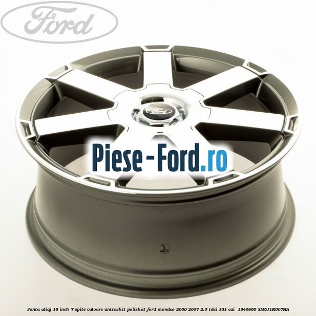 Janta aliaj 18 inch, 7 spite, culoare Antrachit polishat Ford Mondeo 2000-2007 2.0 TDCi 131 cai  #1FC656878B