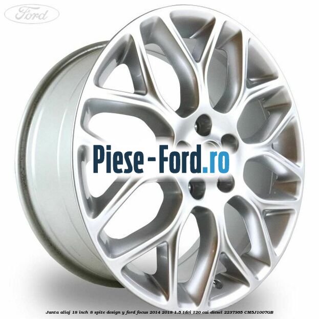 Janta aliaj 18 inch, 7 spite argintiu Ford Focus 2014-2018 1.5 TDCi 120 cai diesel