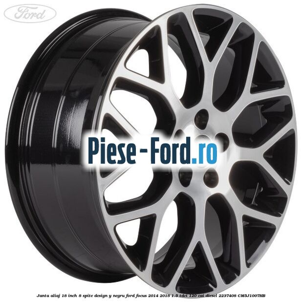 Janta aliaj 18 inch, 8 spite design Y negru Ford Focus 2014-2018 1.5 TDCi 120 cai diesel