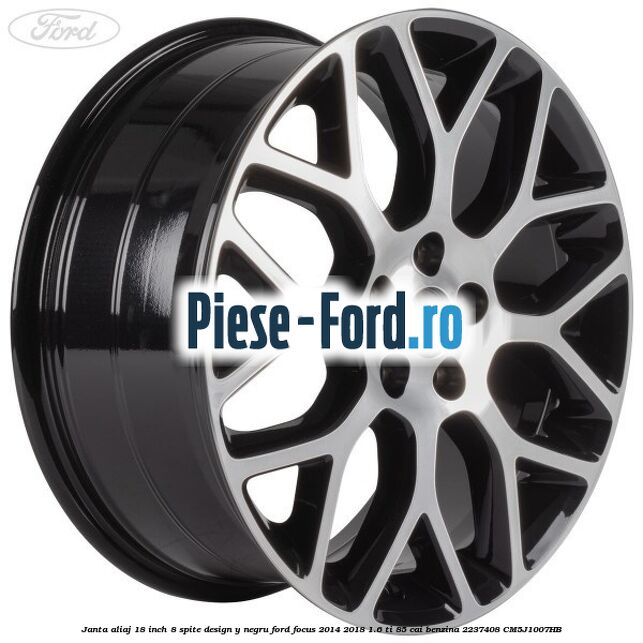 Janta aliaj 18 inch, 8 spite design Y negru Ford Focus 2014-2018 1.6 Ti 85 cai benzina