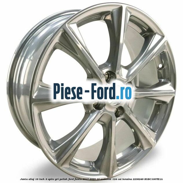 Janta aliaj 18 inch, 8 spite gri polish Ford Fiesta 2017-2023 1.0 EcoBoost 124 cai #10C0B63F74