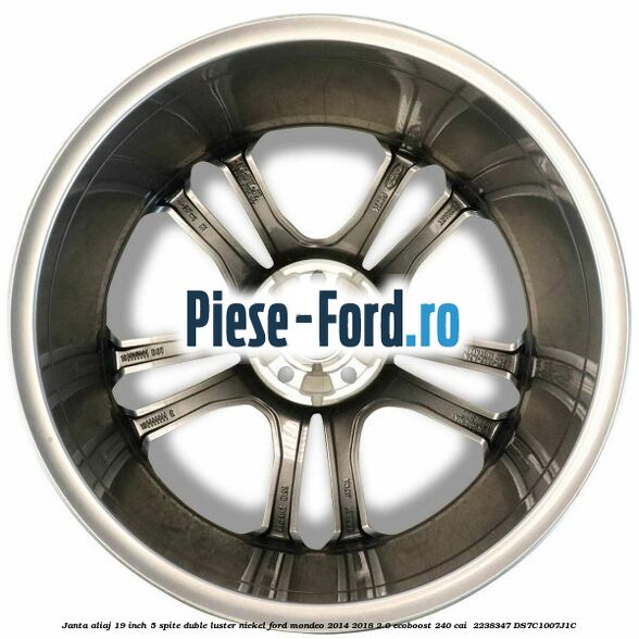 Janta aliaj 19 inch, 5 spite duble luster nickel Ford Mondeo 2014-2018 2.0 EcoBoost 240 cai  #F4163457CF