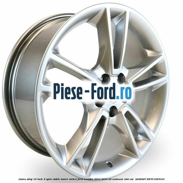 Janta aliaj 19 inch, 5 spite duble luster nickel Ford Mondeo 2014-2018 2.0 EcoBoost 240 cai #F4163457CF