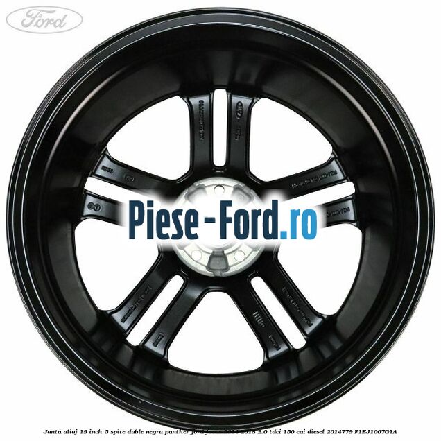 Janta aliaj 19 inch, 5 spite duble negru panther Ford Focus 2014-2018 2.0 TDCi 150 cai diesel #8FDCC04071