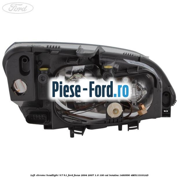 Left chrome headlight H7/H1 Ford Focus 2004-2007 1.6 100 cai benzina #B2A83AD92B