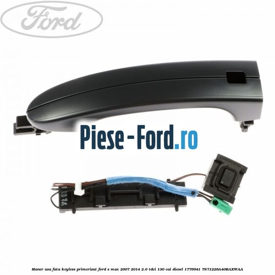 Maner usa fata keyless culoare hypnotic silver si ornament cromat Ford S-Max 2007-2014 2.0 TDCi 130 cai diesel