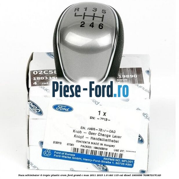 Nuca schimbator, 6 trepte plastic crom Ford Grand C-Max 2011-2015 1.6 TDCi 115 cai diesel
