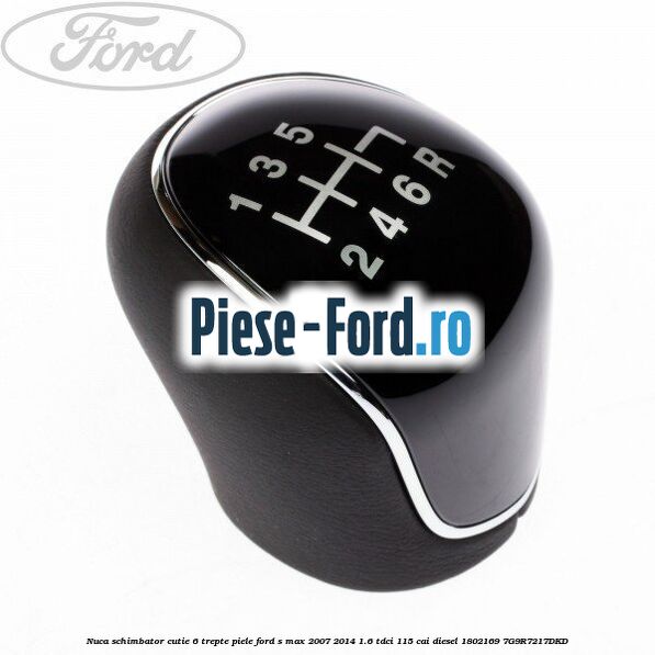 Nuca schimbator, cutie 6 trepte piele Ford S-Max 2007-2014 1.6 TDCi 115 cai diesel