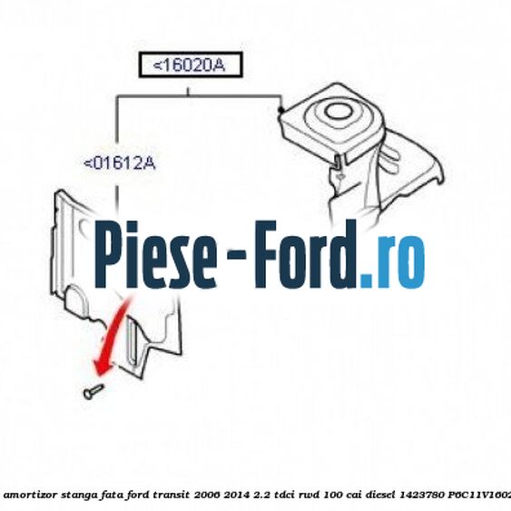 Oala amortizor stanga fata Ford Transit 2006-2014 2.2 TDCi RWD 100 cai diesel