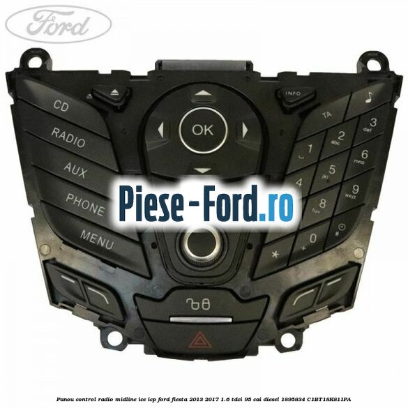 Panou control radio midline ICE ICP Ford Fiesta 2013-2017 1.6 TDCi 95 cai diesel