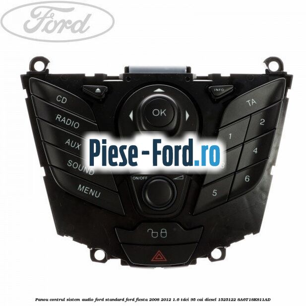 Panou contrul sistem audio Ford, standard Ford Fiesta 2008-2012 1.6 TDCi 95 cai diesel