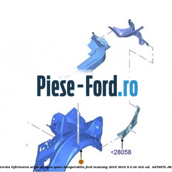 Ranforsare laterala inferioarea aripa dreapta spate decapotabila Ford Mustang 2015-2018 5.0 V8 418 cai  #5C9EB3FB58