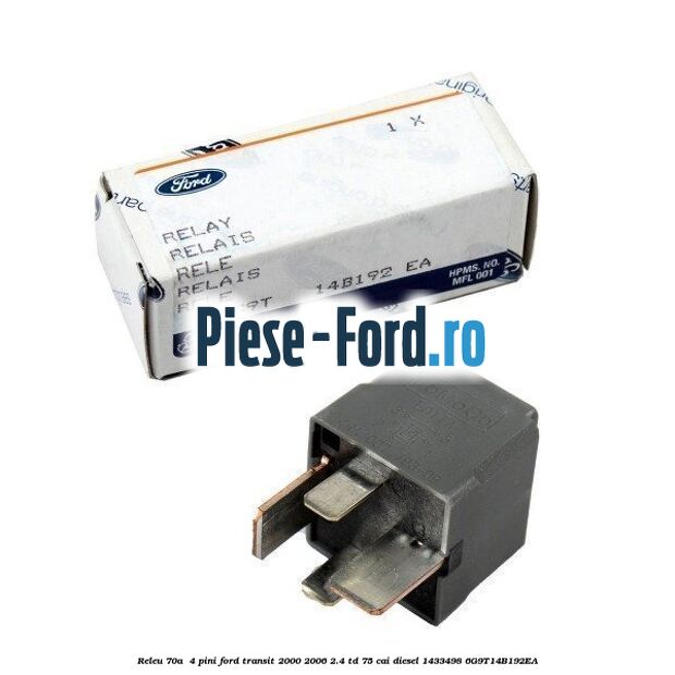 Releu 70A  4 pini Ford Transit 2000-2006 2.4 TD 75 cai diesel #94EDF9ED95